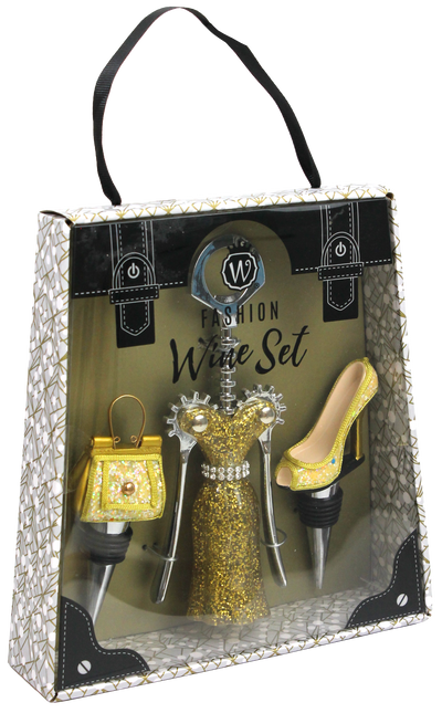 WHITE & GOLD LEOPARD WINE FASHION SET