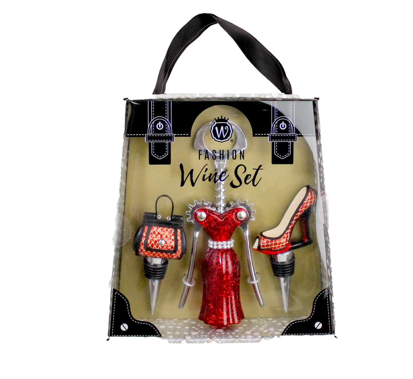 RED AND GOLD GLITTER WINE FASHION SET
