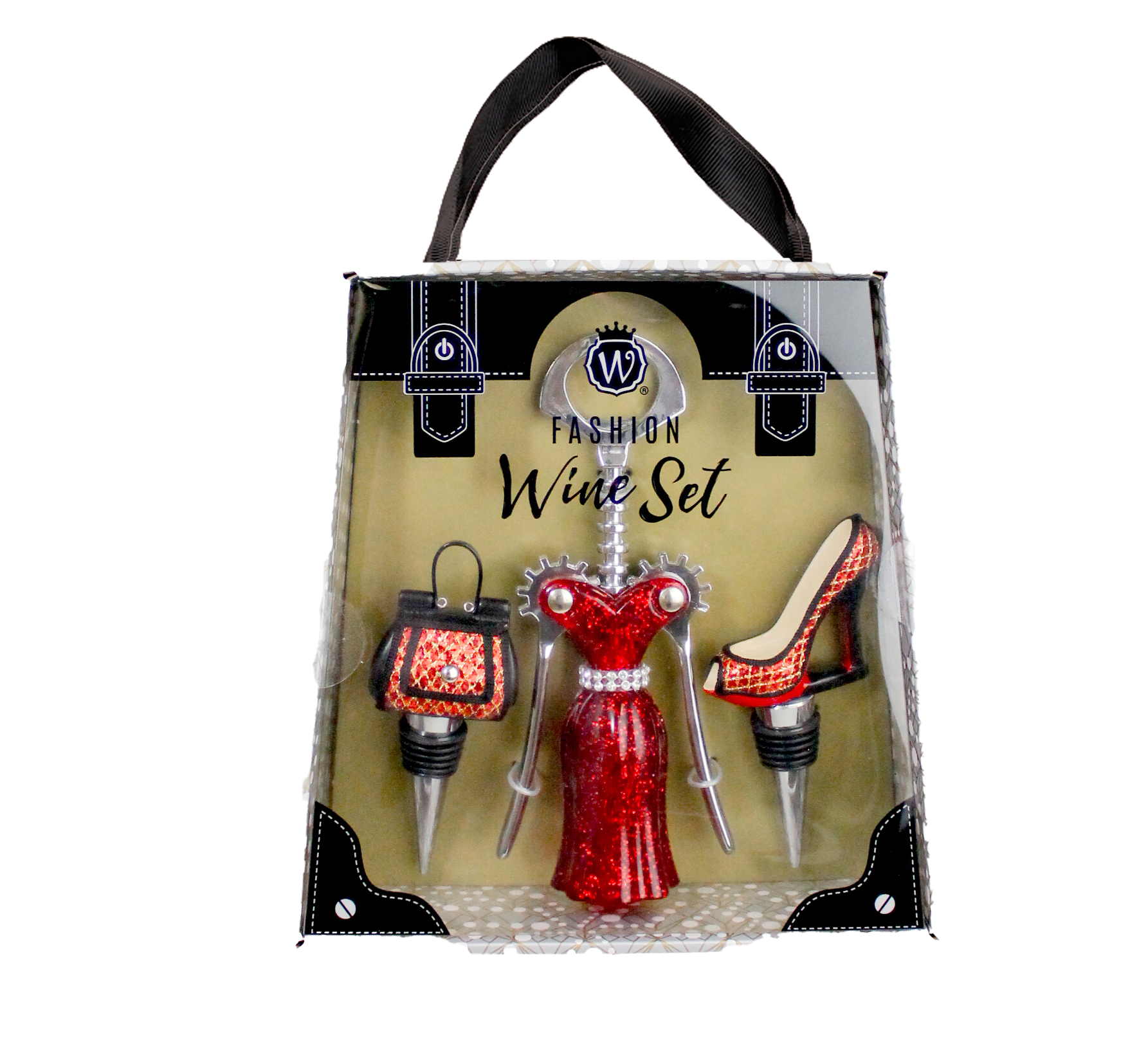 RED AND GOLD GLITTER WINE FASHION SET