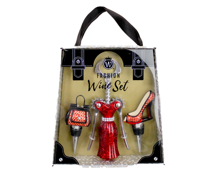 RED AND GOLD GLITTER WINE FASHION SET