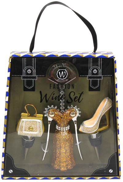 GOLD & SILVER GLITTER WINE FASHION SET
