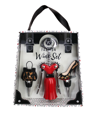 RED LEOPARD WINE FASHION SET - Wild Eye Designs