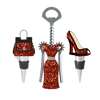 RED AND GOLD GLITTER WINE FASHION SET