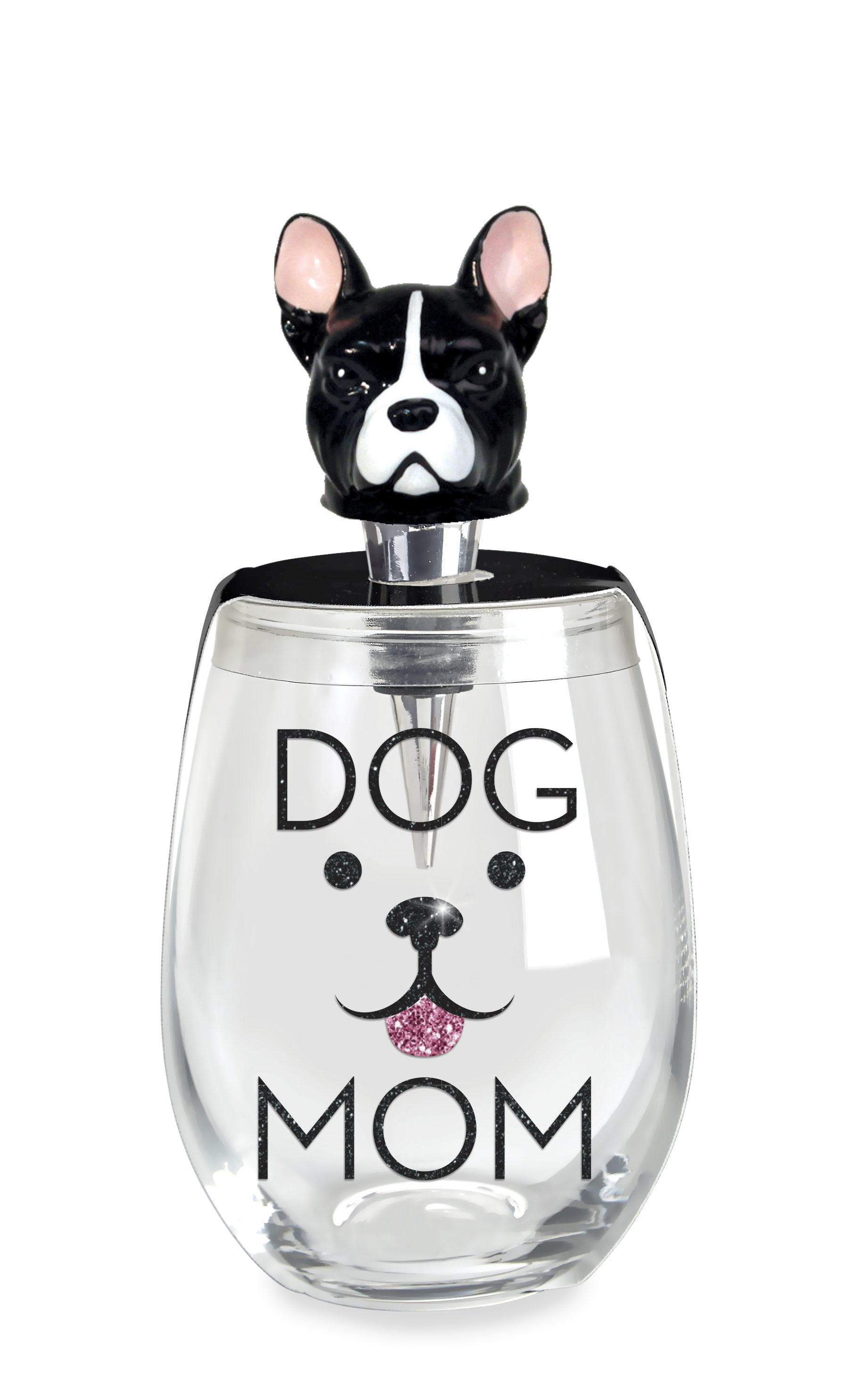 DOG MOM STEMLESS WINE GLASS & STOPPER - Wild Eye Designs